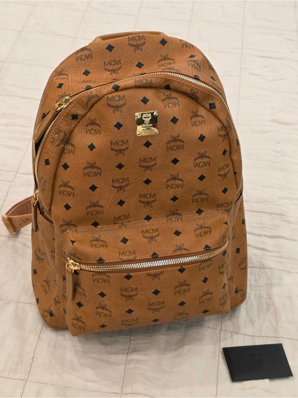 Authentic MCM Stark Large Backpack (No Studs) Brown